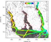 414 Ice thickness South Cape and Grise Fiords April 6 and 10